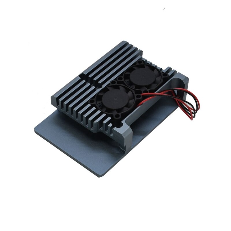 for Raspberry Pi 4 4B Aluminum Case Enclosure CNC Cover with Heatsink Cooling Dual Fan for Raspberry Pi 4 Model B(Gray)