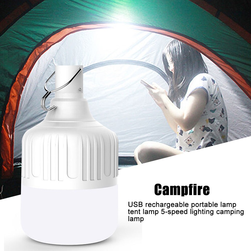 Led campinglampe usb genopladelig nødnatmarked 5 model campinglys til udendørs vandreture transportabelt teltlys