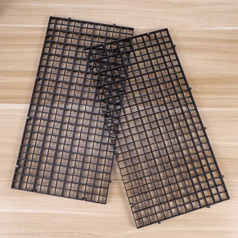 Bandeja divisoria de rejilla de 10 Uds para acuario, bandeja de filtro negra con base de aislamiento para acuario