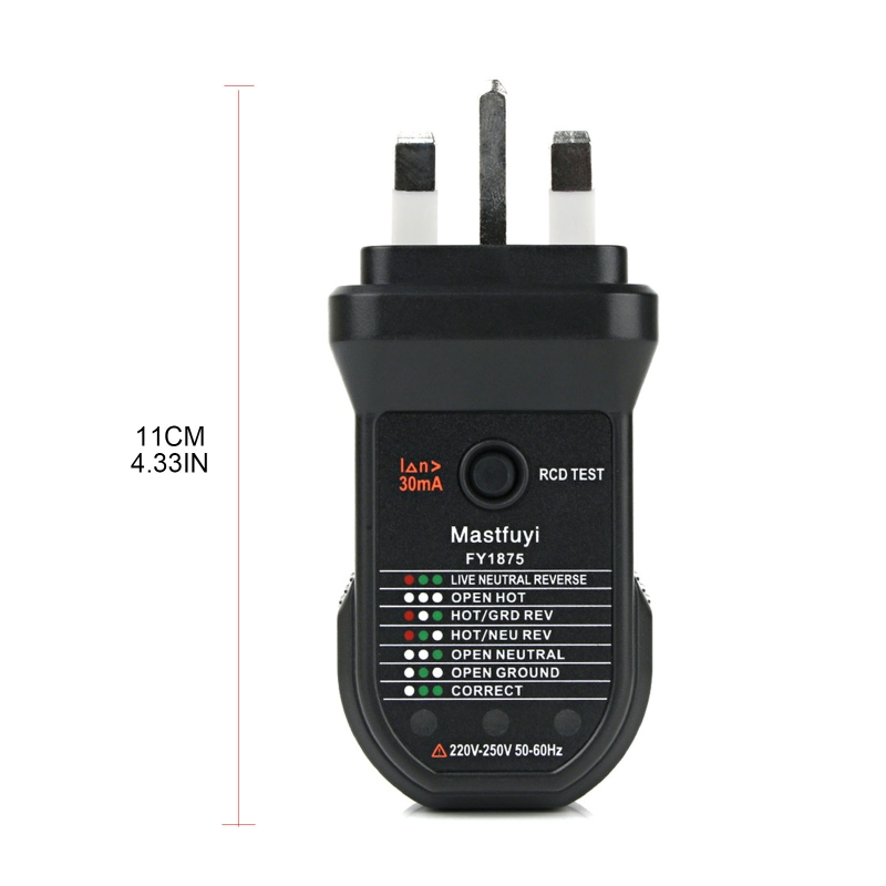Receptacle Tester Electric Tester Multi-function Earth/Live/Neutral Wire Tester 220-250V Phase Leakage Polarity Tester