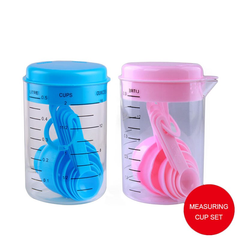 7 Pcs/Set Blue Plastic Measuring Cup Kitchen Measuring Tools Spoons Sets For Kitchen Baking Coffee Graduated Spoons Measuring