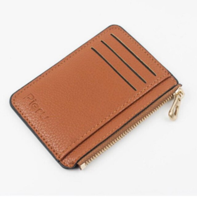 Mannen/Vrouwen Mini Id-kaart Houders Business Credit Card Houder Pu Leather Slim Bankkaart Case Organizer Portemonnee Rits unisex: coffee 2