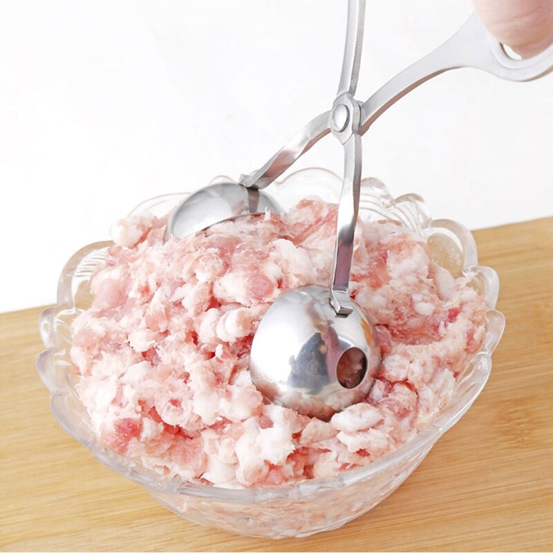 Pinza de acero antiadherente para hacer albóndigas rellena de carne, bola de nieve para helado, bolas de pescado, carne o arroz, utensilios de cocina