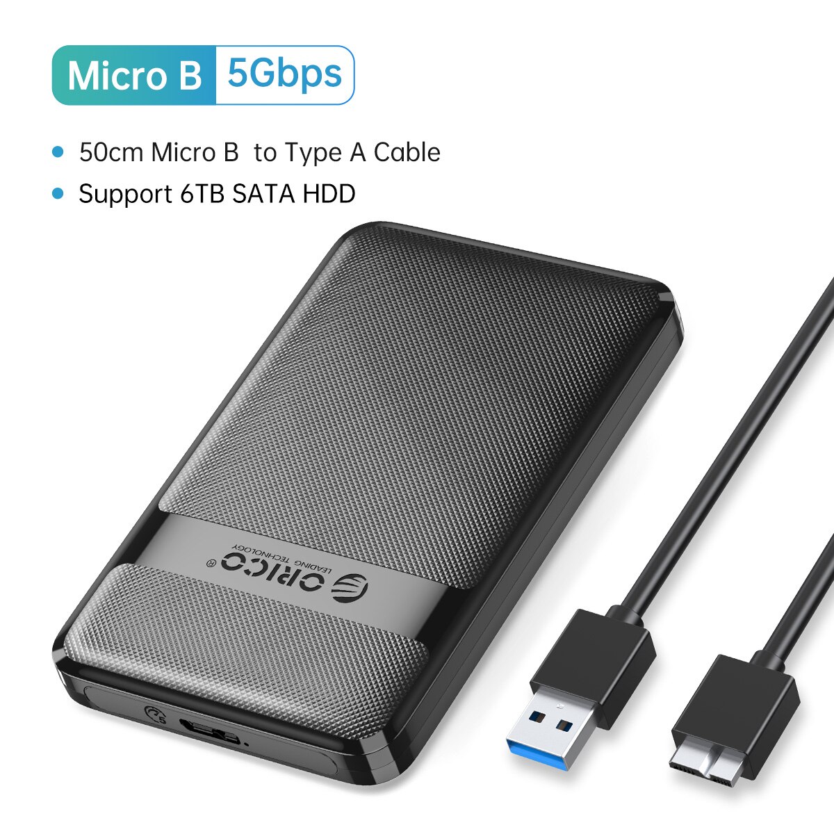 ORICO HDD Case 2.5 Inch SATA to USB3.0/Type-C HDD Enclosure 6Gbps Max USB-C External SATA HDD Enclosure Support Auto-Sleep: Gold
