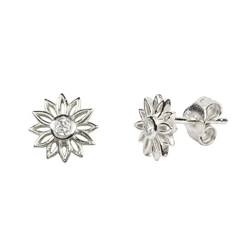 ROXI minimalisme tournesol serpent couronne paix colombe cristaux boucles d'oreilles pour les femmes bijoux de mariage 925 boucles d'oreilles en argent Sterling: sunflower silver