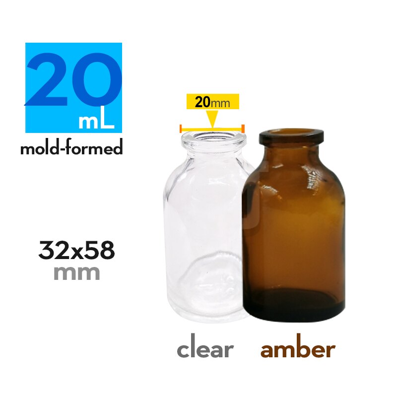 Botella de cristal de penicilina de 3ml, 5ml, 7ml,10ml, 15ml, 20ml,25ml,30ml,50ml, frascos de 100ml,50 Uds.