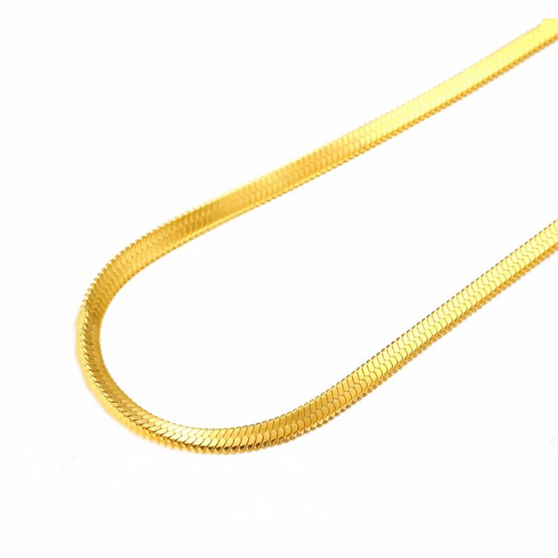 24k guld halsband 4mm/40-45-50cm blad halsband orm ben kedja män& #39 ;s &amp; #39 för kvinnor