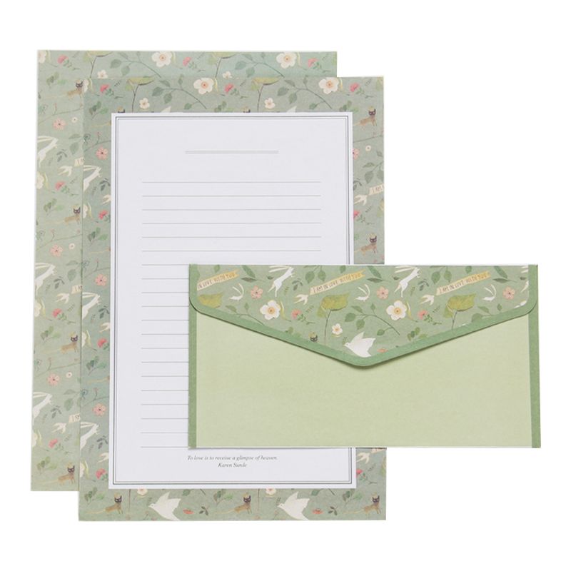 Mooie briefpapier envelop bloemig schattig cartoon set briefhoofd klein fris 831d: 04