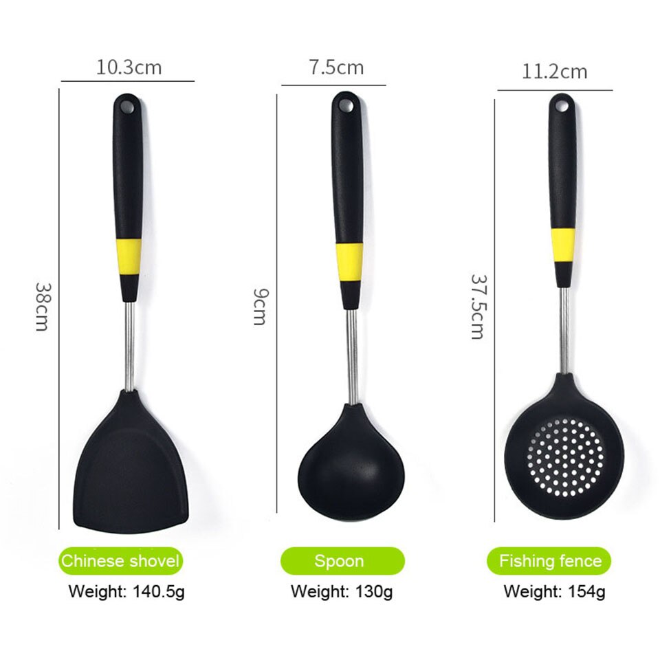 Silikonowe narzędzia kuchenne narzędzia kuchenne zestaw naczyń żółta łopatka łyżka robić zupy z metalowym uchwytem specjalna konstrukcja odporna na ciepło