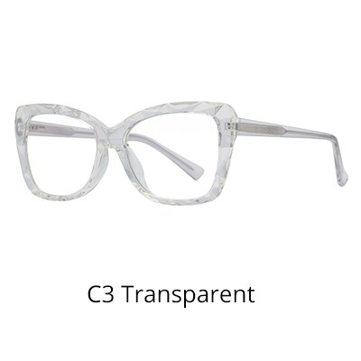Ralferty trendiga damer blått ljus glasögon datorglasögon bågar kvinnor klara glasögonbågar inga dioptriglasögon glasögon: C3 transparent