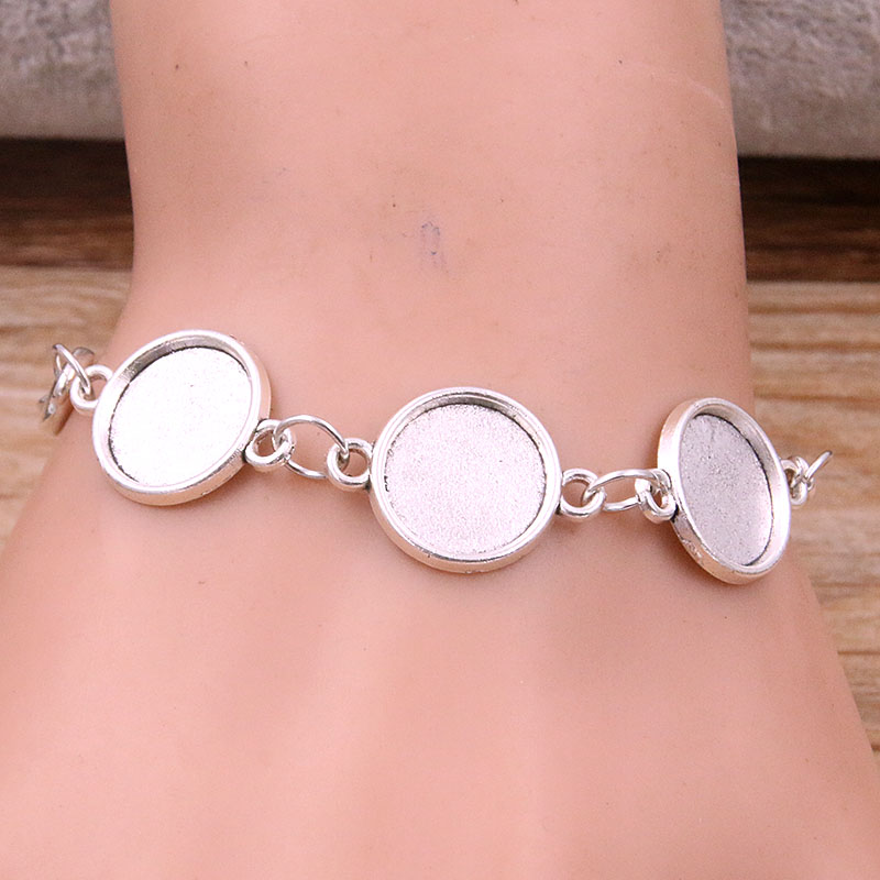 1 Uds., 2 colores, 15 estilos, aleación de Zinc de Metal, pulsera redonda de 12mm, ajuste de cabujón, conector de flor y Luna, accesorios de joyería hechos a mano