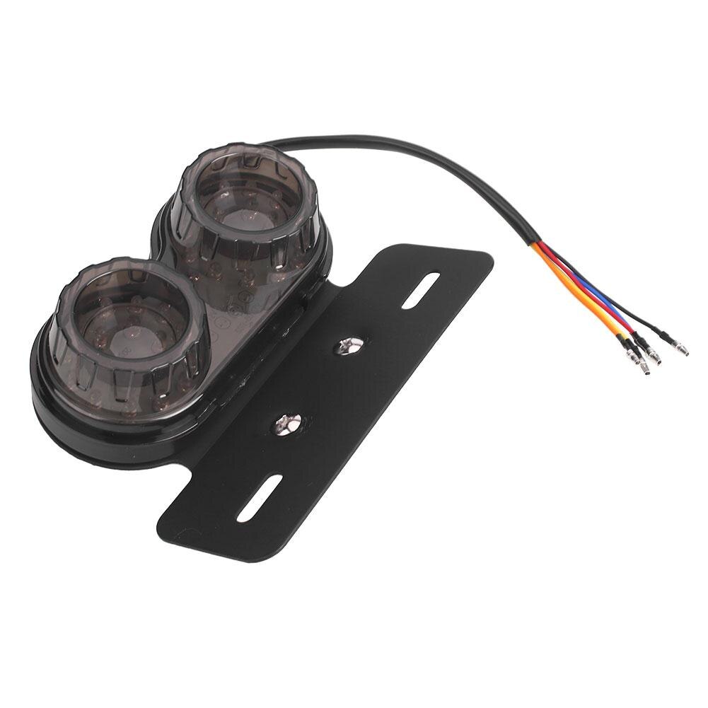 Universal Motorcycle Dual LED Tail Light Smoked Lens Plastic Integrated Light Turn Signal Brake Light Rear Driving Lamp