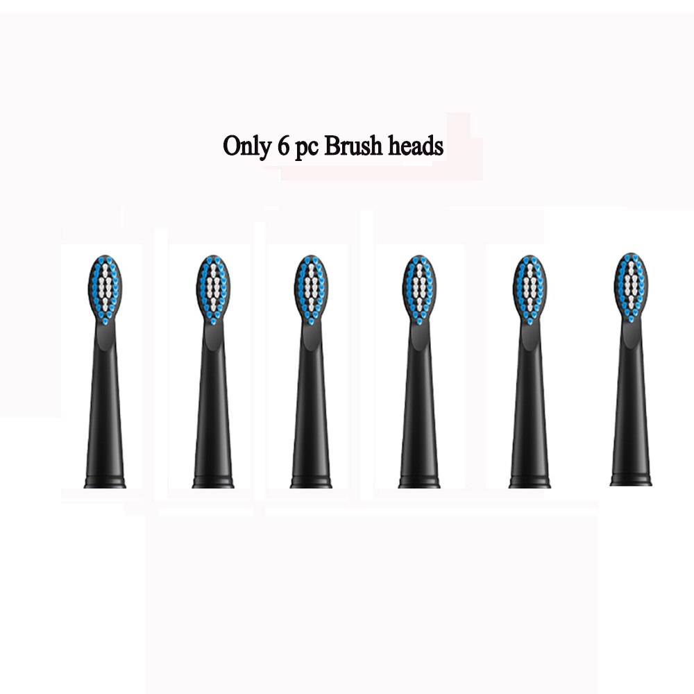 Sonic Electric Toothbrush USB Rechargeable 5 Modes Ultrasonic Automatic Brush Timer Waterproof Dental Brush Teeth Whitening: 6 Black heads