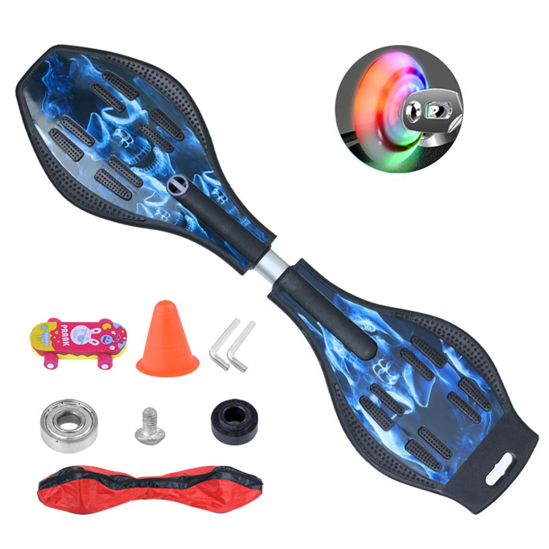 Snake board Skateboard Flashing Wheels 88cm 35 Inch Snakeboard Fit Adult Beginner Outdoor Sliding 2 Wheels Twist Aluminum Alloy: A2