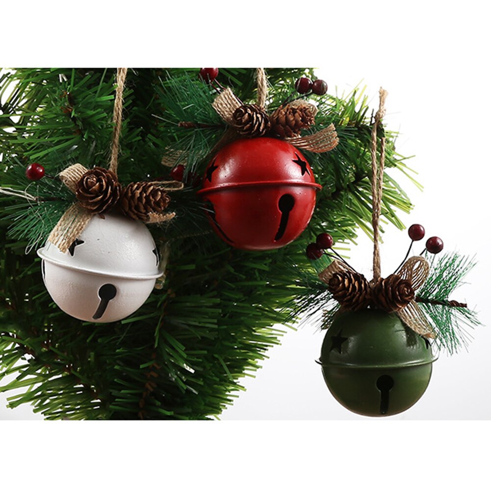Christmas Bell Iron Xmas Tree Hanging Pendant Jingle Bell Painted Bells Red Green White Home Decoration Christmas Ornament