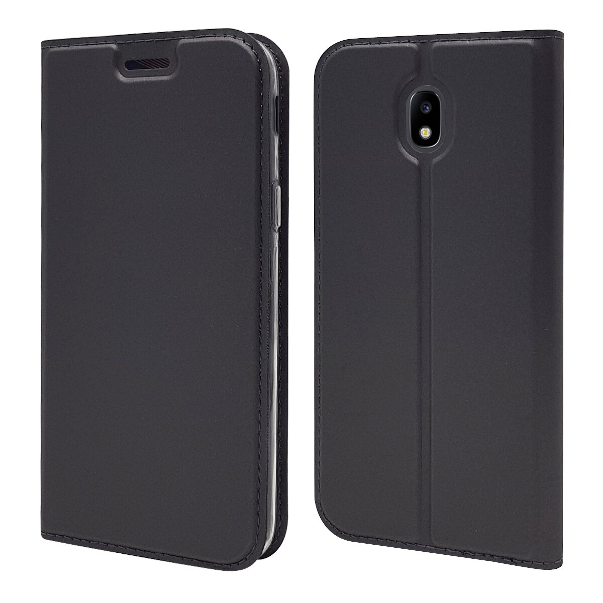 Fundas para Samsung Galaxy J3 Flip libro billetera de cuero funda para Samsung J3 J330F J330 SM-J330F Coque Capa: dark gray