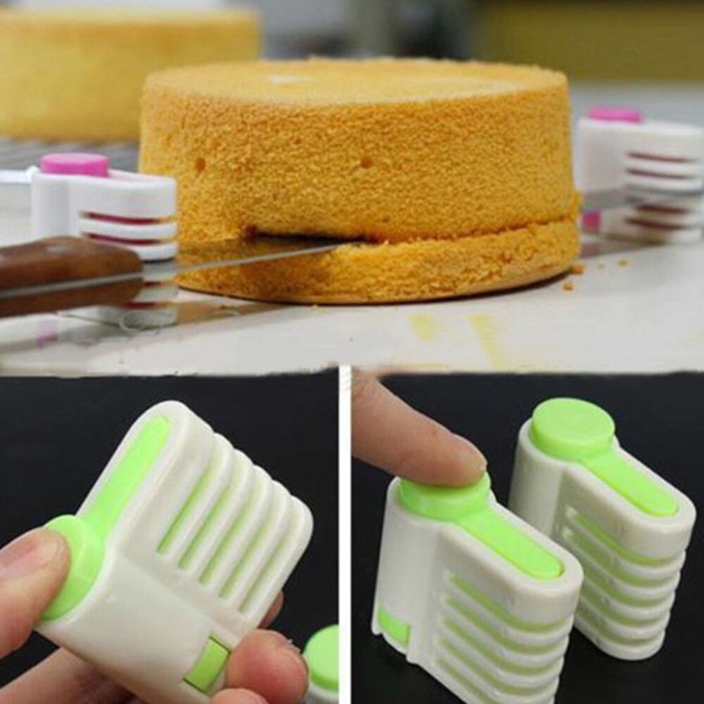 2pcs/lot DIY 5 Layer Cake Slicer Cake Cutting Fixture Tool Kitchen Baking Pan Tool Protect Hands Kitchen Assisted Cake Slicer