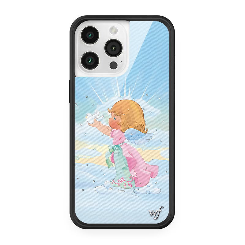 Coque de téléphone à fleurs sauvages, Moments précieux, pour iPhone 12 13 14 15 16 Pro Max Plus 16pro 15pro WF Angel Love Cherub: ABS / Bleu