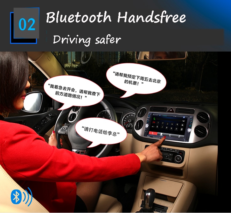 2 Din Bluetooth Car Radio 6.6" hand-free USB/AUX/SD 12 languages Touch Screen FM Remote Control Stereo MP5 Player