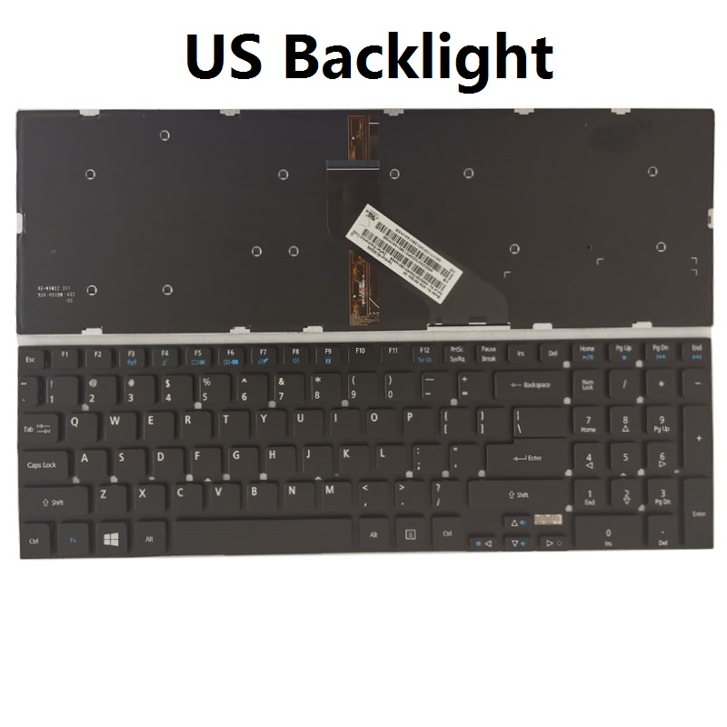 Teclado de EE. UU./FR/francés/SP/español/BR/brasileño para ACER Aspire, V3-551, V3-551G, V3-571, V3-571G, V3-731, V3-772: US Backlight