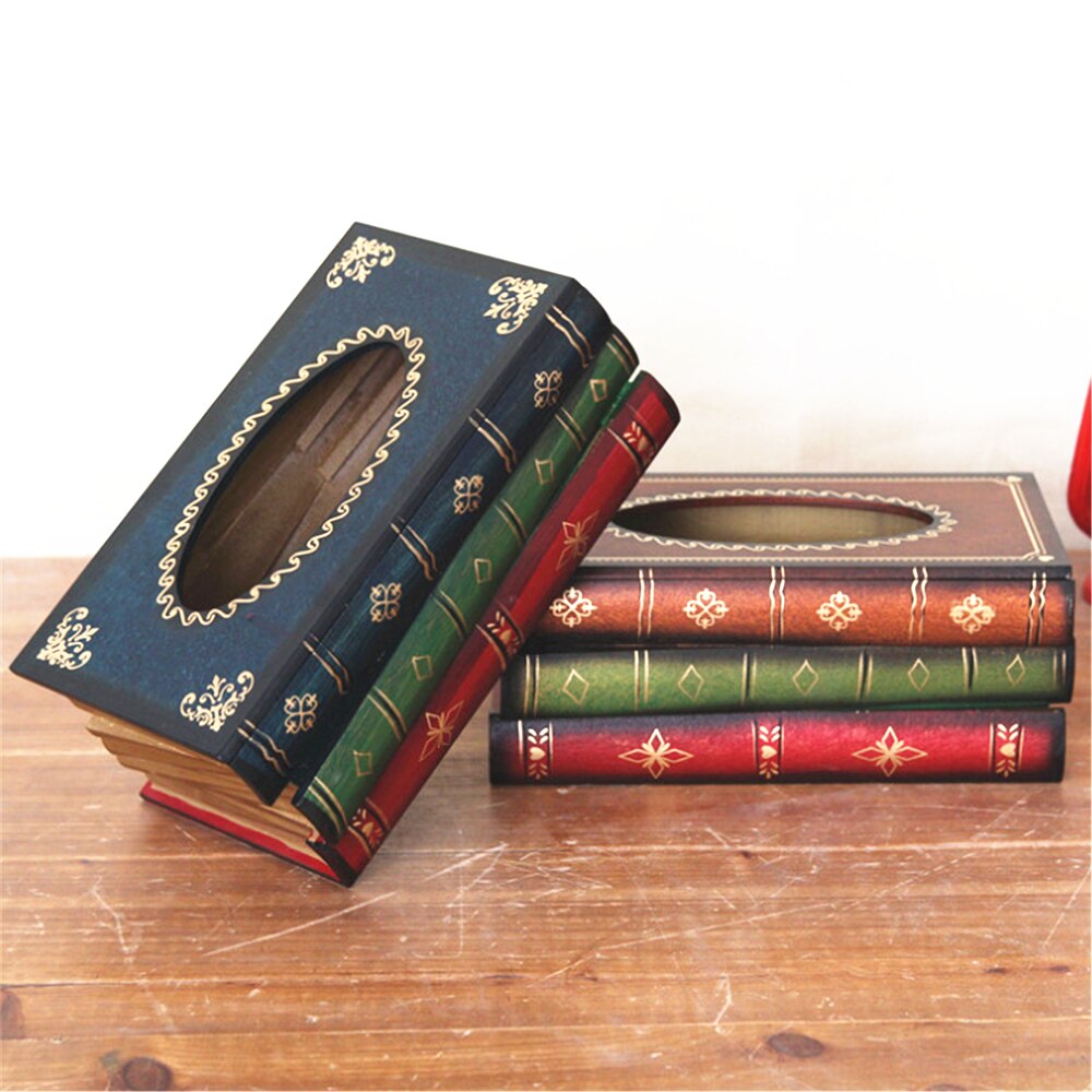Table Tissue Box Book Shaped Wooden Paper Storage Organizer Tissue Case for Restaurant Household Paper Box Holder Table Decor