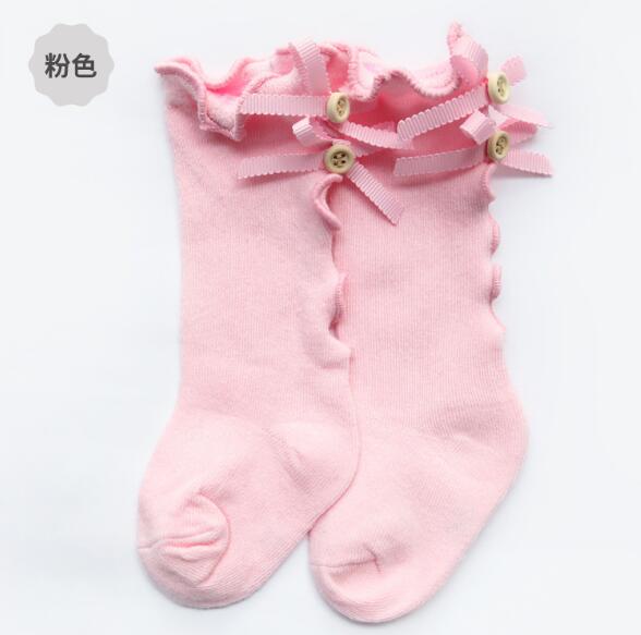 baby girl bow wood ear style baby leg warmers knee high toddler leg warm cotton long tube baby girls lace girl leg warms infant: pink 3to5 year