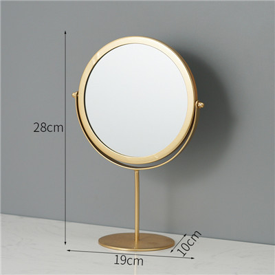 Stående drejeligt metal makeup spejl bord ornament bærbare jern kosmetiske dekorative spejle til piger: Guld