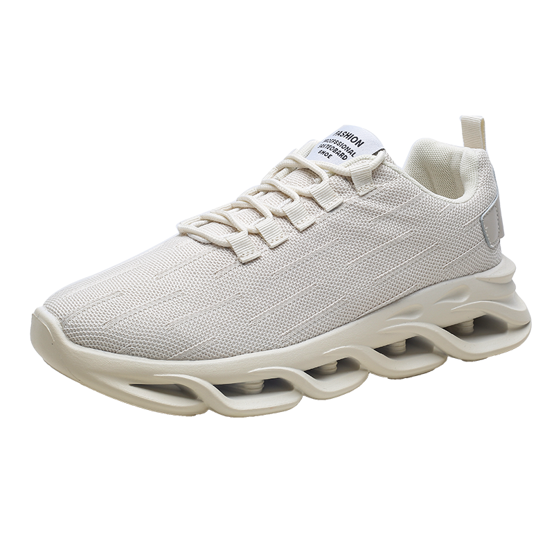 Platåsko herre sports blade joggesko mann lettvekts sko joggesko for menn snøring pustende myk tennissko  h2: Beige / 7