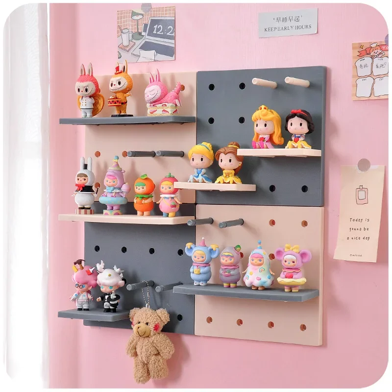 Aan De Muur Gemonteerde Hole Board Muur Plank Gratis Ponsen Hanger Boekenplank Figuur Display Planken Staan Slaapkamer Bureau Muur Opslag Decor