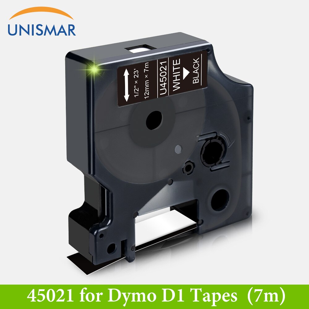 Unismar Multicolor 12mm taśmy etykietowe dla Dymo D1 45013 45010 45016 45017 45018 45019 kompatybilny Dymo D1 etykieta menedżera 160 280 210: White on Black