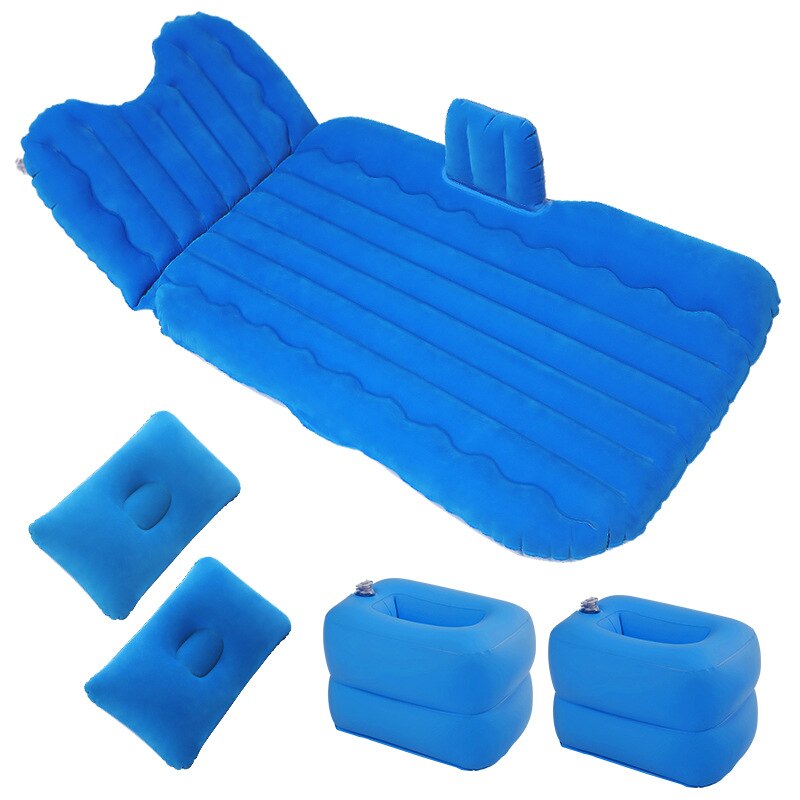 Bymaocar Car inflatable bed Multifunctional travel bed 900*1350(mm) car mattress PVC+ flocking car bed car accessories: Blue