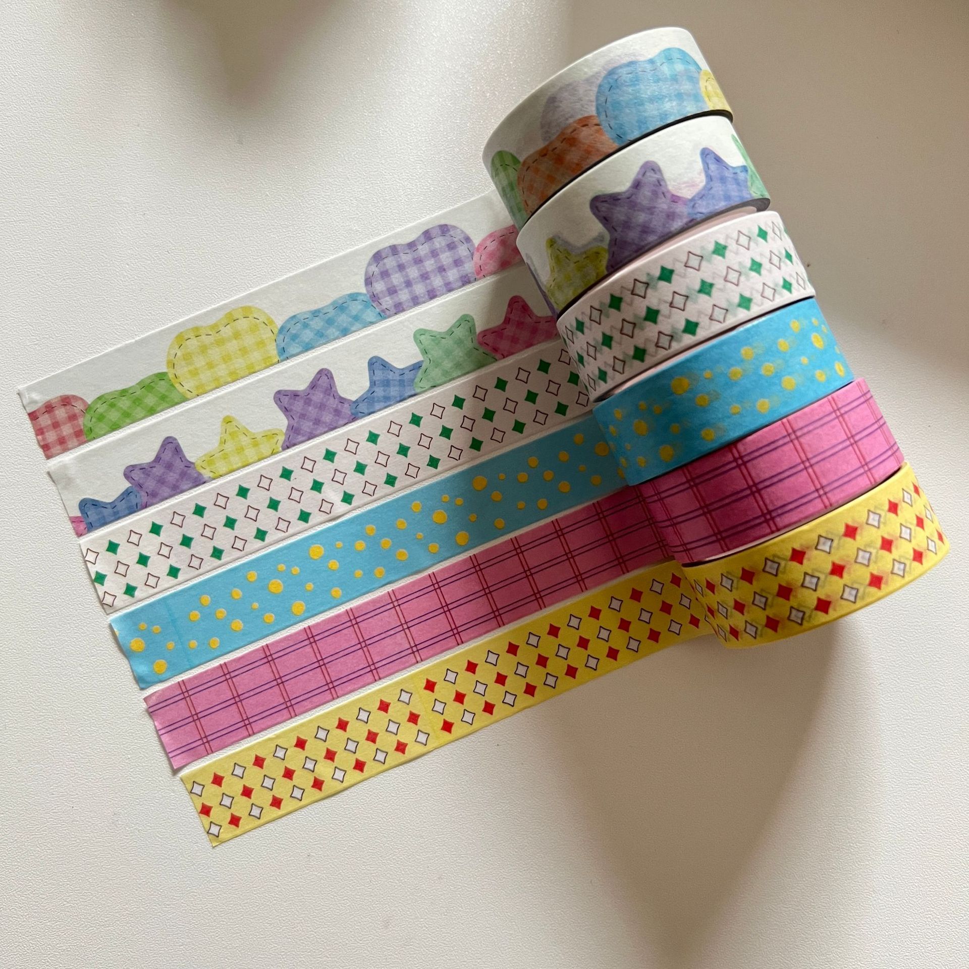 Ruit Vijfpuntige Ster Washi Tape Diy Scrapbook Primer Collage Mobiele Telefoon Dagboek Fotoalbum Happy Plan Decoratie: G  6ROLLS
