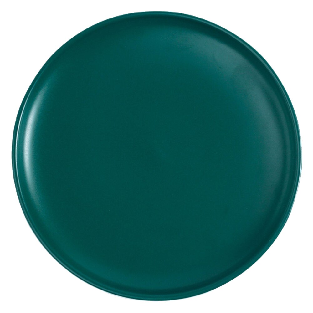 1pc Coloured Ceramic Tableware Western Steak Plate Microwave Oven Available Ceramic Food Plate Round Shape (Dark Green 6 Inches): Dark Green / 6inch