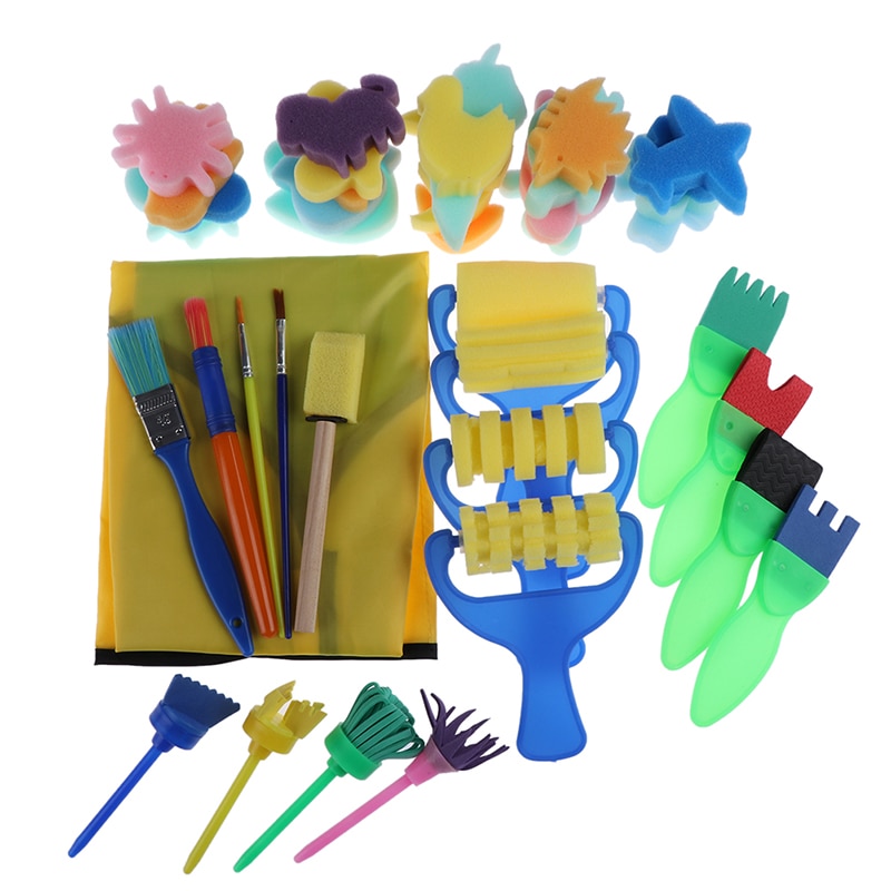 48 stks/set DIY Bloem Stempel Spons Borstel Set Art Supplies Voor Kinderen Schilderen Gereedschap Postzegels Speelgoed