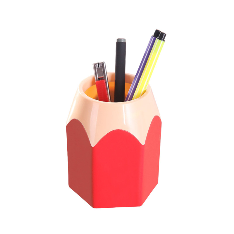 Mini Pen Holder Pencil Holder Stationery Storage Office Supplies Desk Accessories Cup Makeup Brush Pot Desk Organizer: Red