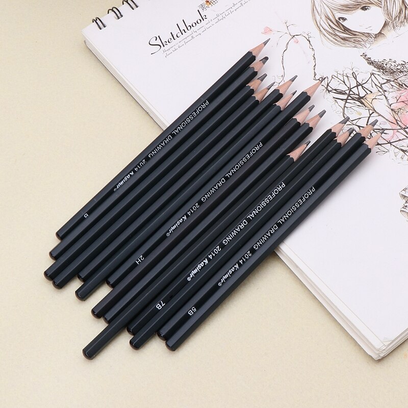14 Pcs Art Sketch Drawing Writing Pencil 12B 10B 8B 7B 6B 5B 4B 3B 2B 1B HB 2H 4H 6H School Stationery Supplies