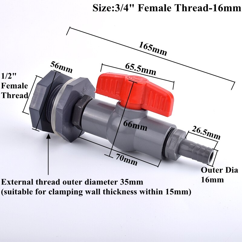 1 ~ 3Set 1/2 "3/4" Tot 8 ~ 16Mm Pvc Diy Aquarium Connector Aquarium Inlaat water Afvoer Slang Pagode Joint Water Tank Klep Fittings: Grey / 1''