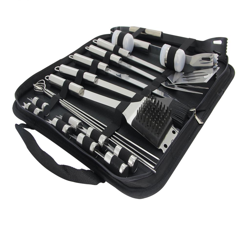 5~20 PCS Stainless Steel BBQ Tools Set Barbecue Grilling Utensil Accessories Camping Outdoor Cooking Tools Kit with Aluminum Box: 20 PCS 1Set