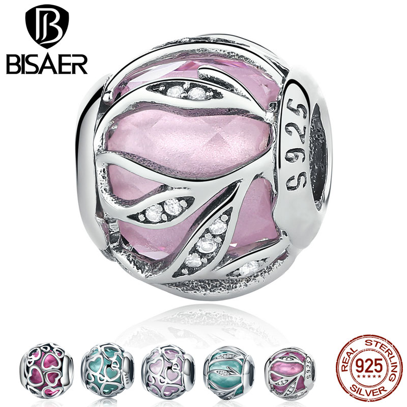 925 en argent Sterling Nature éclat coeur, enfermé dans l'amour CZ perle bouchon breloques ajustement BSR breloques argent 925 Bracelet Original