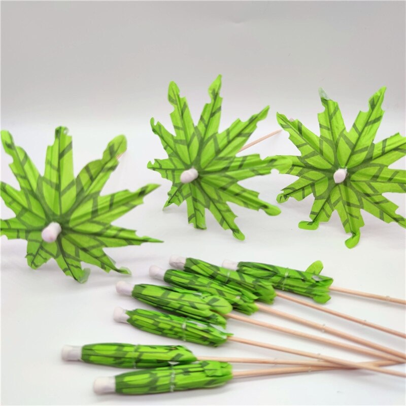 Drinken Parasols Cocktail Sticks Kokospalm Vormige Cocktail Paraplu Sticks Met Bamboe Tandenstokers Voor Keuken Cupcake Toppers