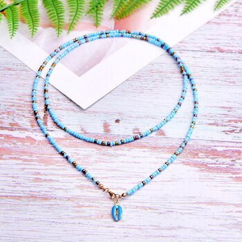 MOON GIRL Double Layers Seedbead Choker for Women Boho Statement Shell Collier Femme Bohemian Collares: 7