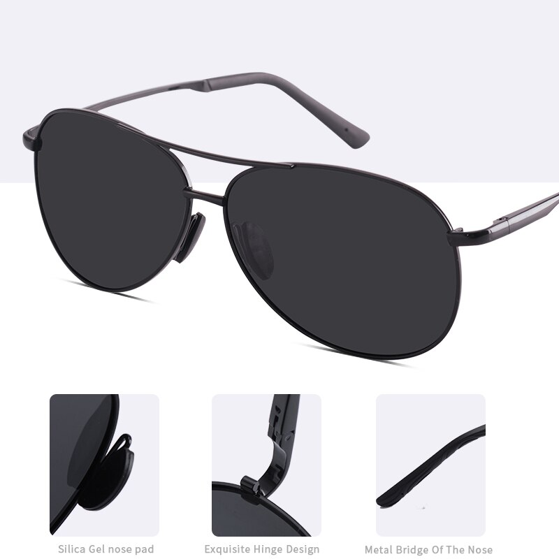 AOFLY Men Classic Pilot Sunglasses Polarized Aviation Frame Sun glasses For Male Driving UV400 Protection AF8208