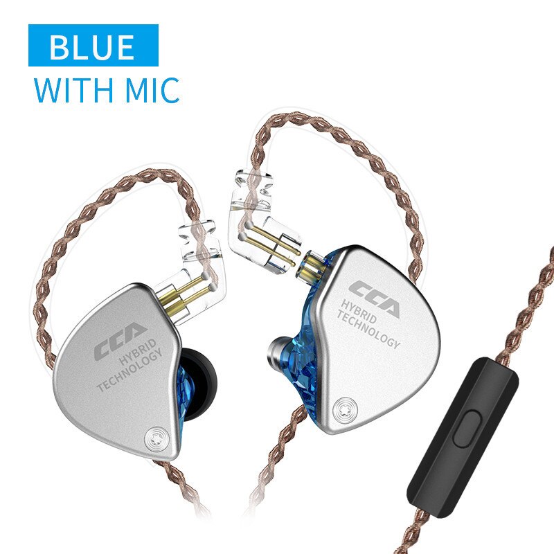 Cca CA4 Opknoping In Ear Oordopjes Monitor Metal Hybrid Technologie Hifi Bass Oordopjes Sport Noise Cancelling Headset Zax Gamer: CA4 Blue Mic