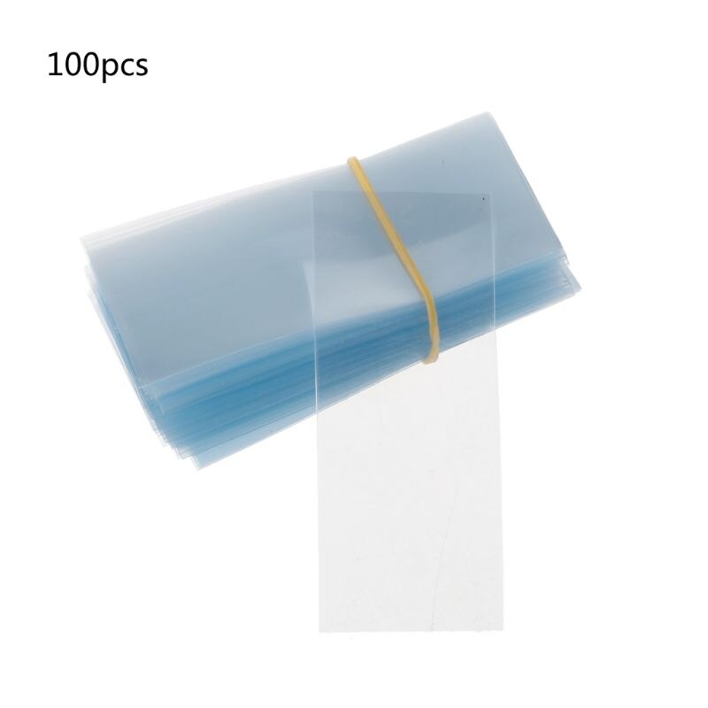 100Pcs/Set Li-ion 18650 Battery Wrap PVC Heat Shrink Tubing For Battery Film Tape Battery Cover Shrinking Tube: clear