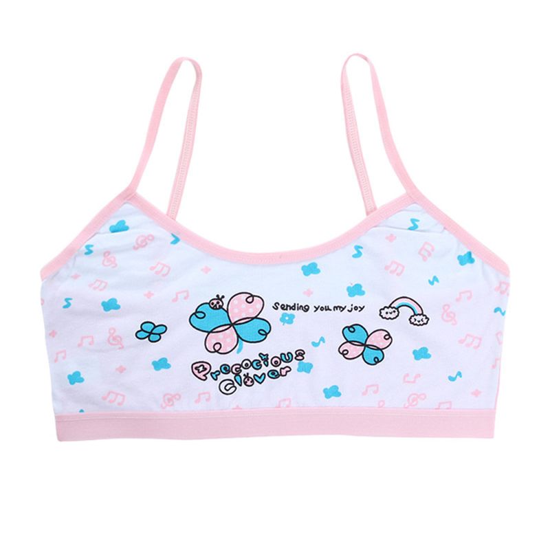 Girls Bra Underwear Lingerie Kids Teens Teenage Young Adolescente 8-14Years Student Cotton Cartoon Print Undewear Tops 19QF: PK