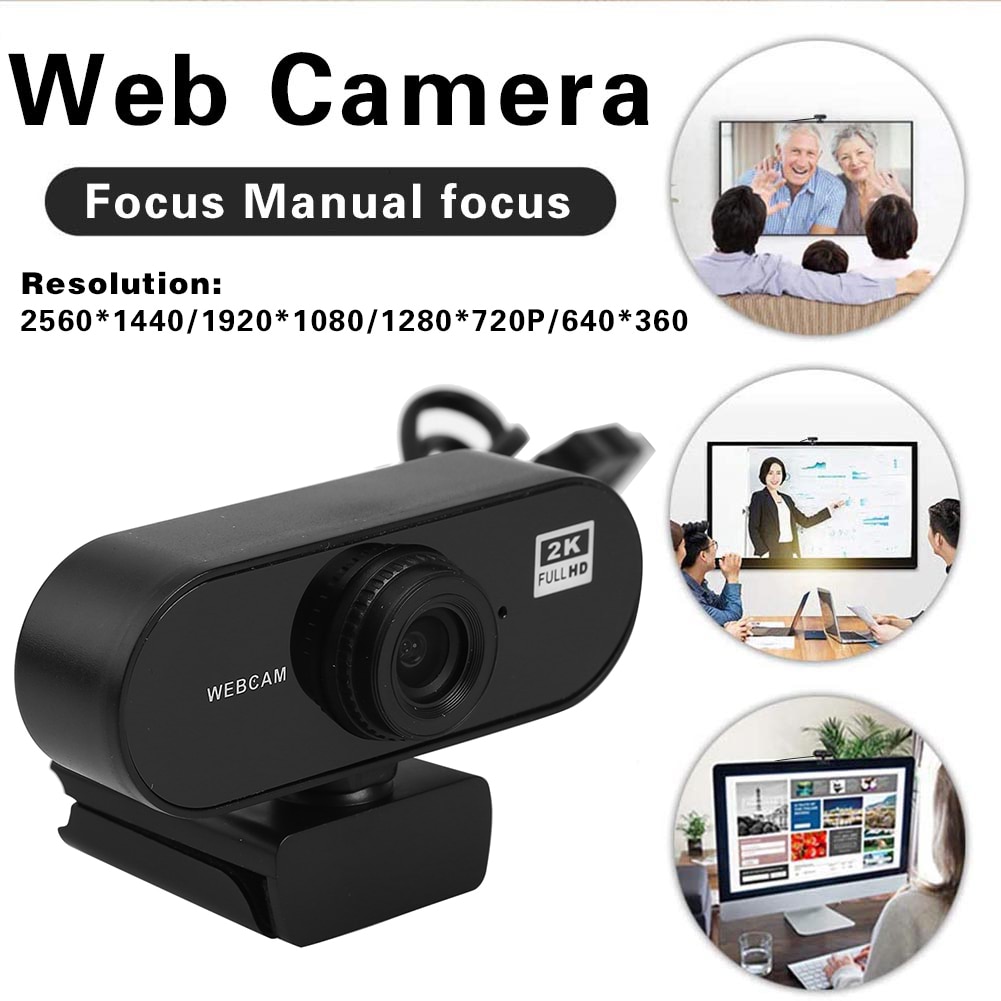 2K HD Webcam with Built-in Microphone USB Driver Free PC Computer Web Camera CMOS Sensor USB 2.0 Webcams