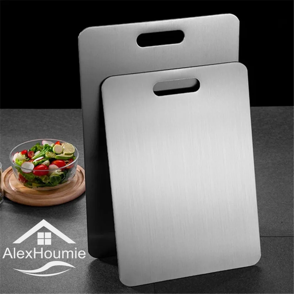 Tabla de cortar de acero inoxidable para el hogar, tabla de cortar Rectangular para cocina, amasadora de masa, herramienta para cortar masa y frutas y verduras