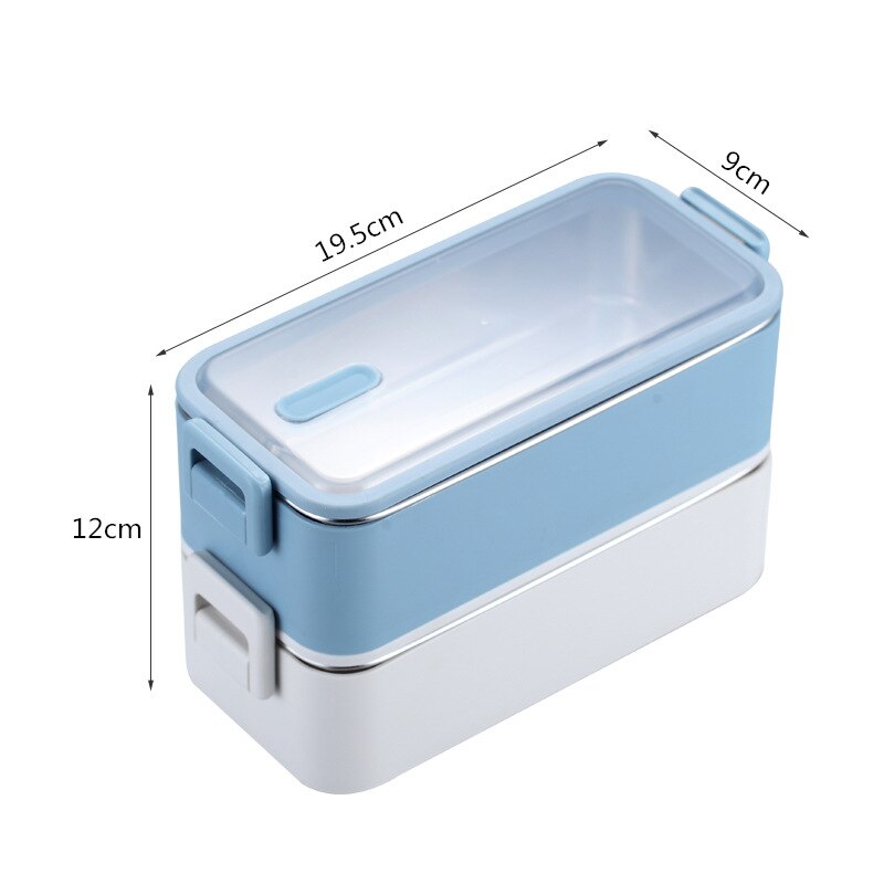 1100ml Double Layer Stainless Steel 304 Lunch Box Leak-proof Bento Boxes Microwave Adult Student Food Storage Container BPA Free: Blue