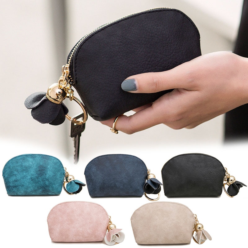 Nøkkelorganisator lommebok dame pu skinn mini lommebok zip mynt veske kort nøkkelholder etui veske carteira feminina
