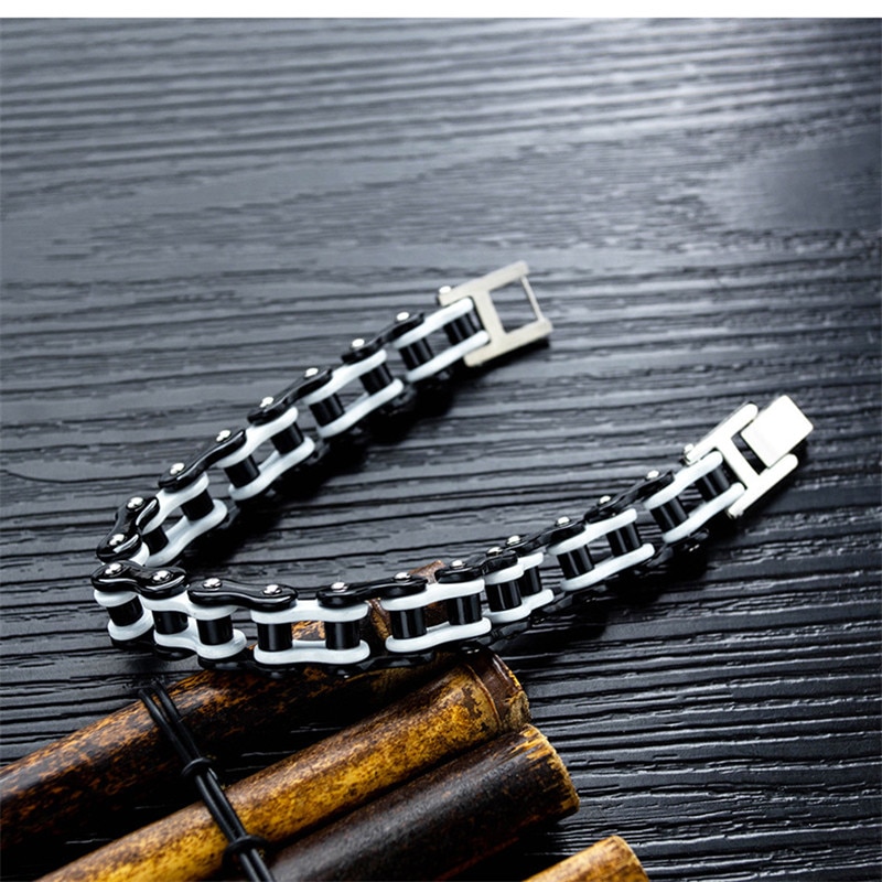 ZORCVENS Punk Rock 316L Stainless Steel Biker Mens Bracelet Link Chain Motorcycle Bike Bicycle Chain Bracelets Bangles Jewelry